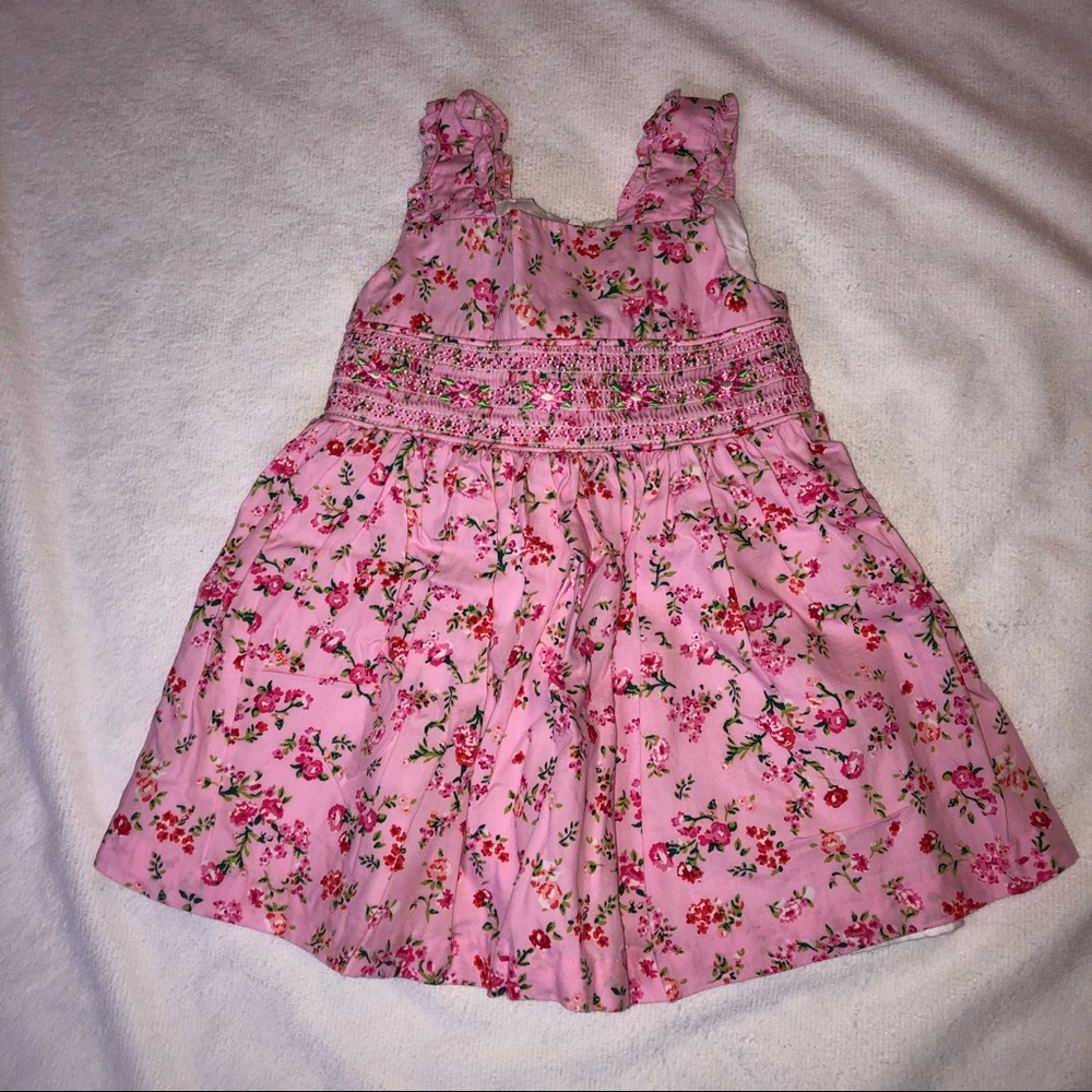 Baby toddler dress 12M floral pink Easter Spring